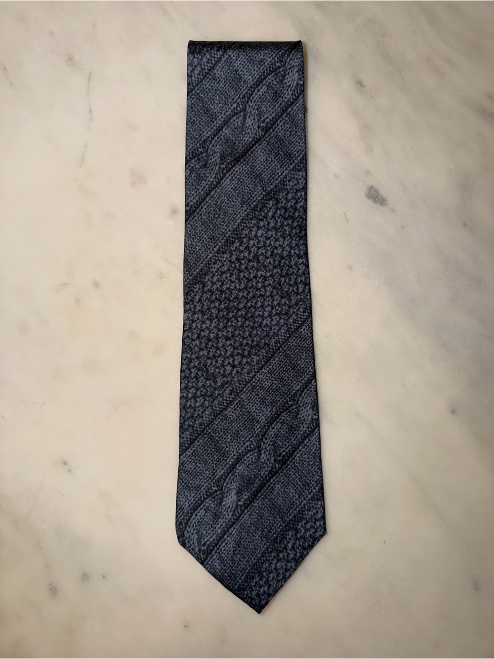 Giorgio Armani Navy Printed Knit Silk